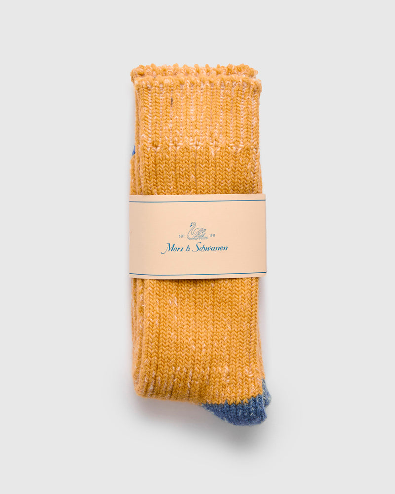 Merino Wool Melange Socks in Honey/Natural