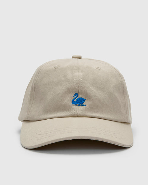 Swan Logo Cotton Twill Cap in Light Khaki