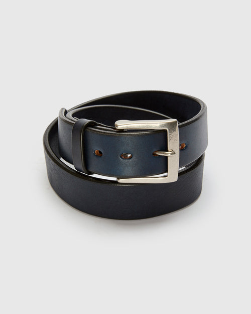 A301-AI "Kurozan" Indigo-Dyed Leather Belt