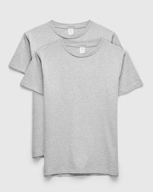 2-Pack Short Sleeve Crew Tee in Heather Grey