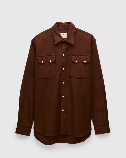 Moleskin Pearl Snap Shirt in Cocoa