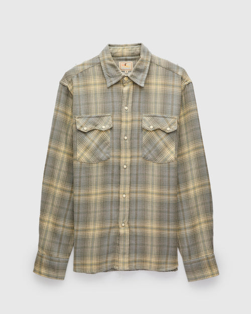 Washed Flannel Pearl Snap Shirt in Late Frost