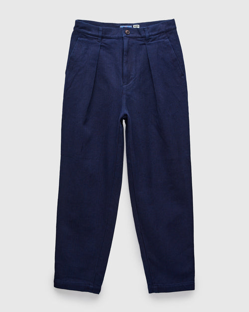 Double Cloth Sashiko Trousers in Hand Dyed Indigo