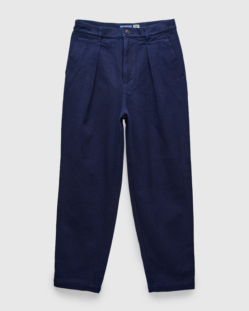Double Cloth Sashiko Trousers in Hand Dyed Indigo
