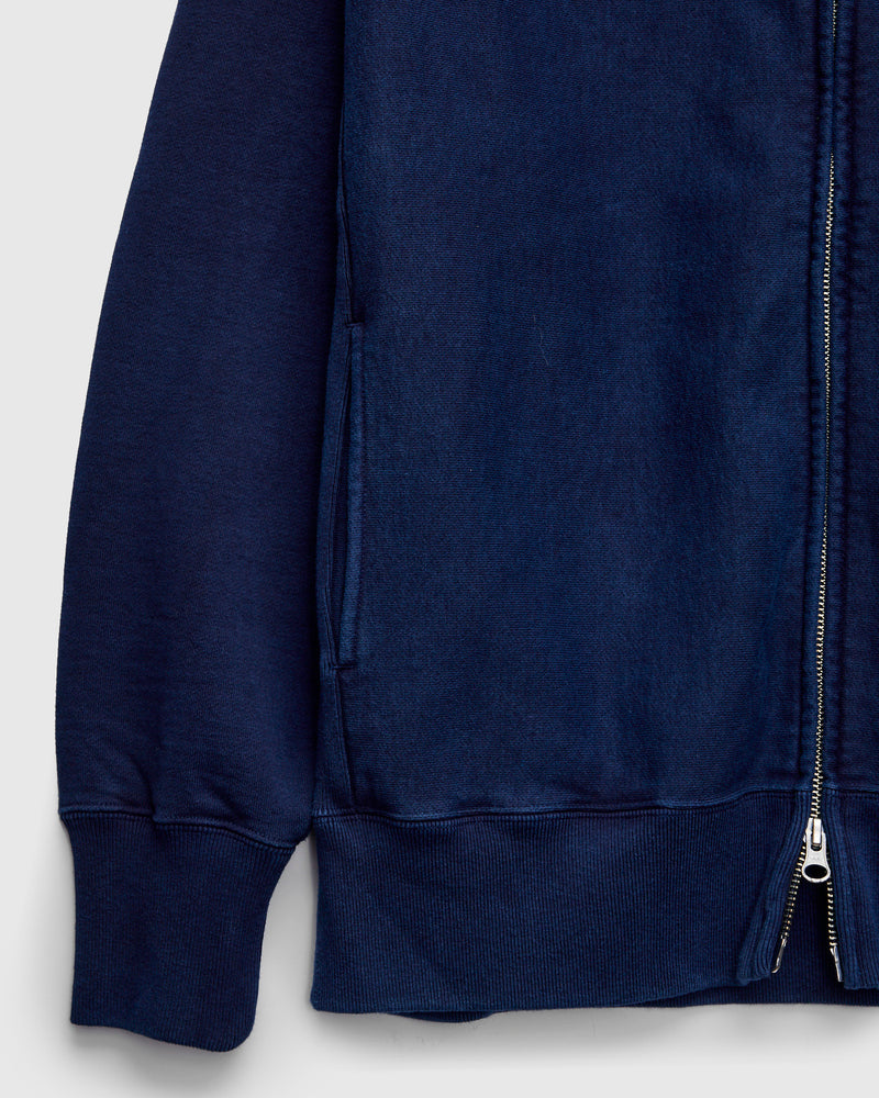 Organic Hand-Dyed Zip Hoodie in Indigo