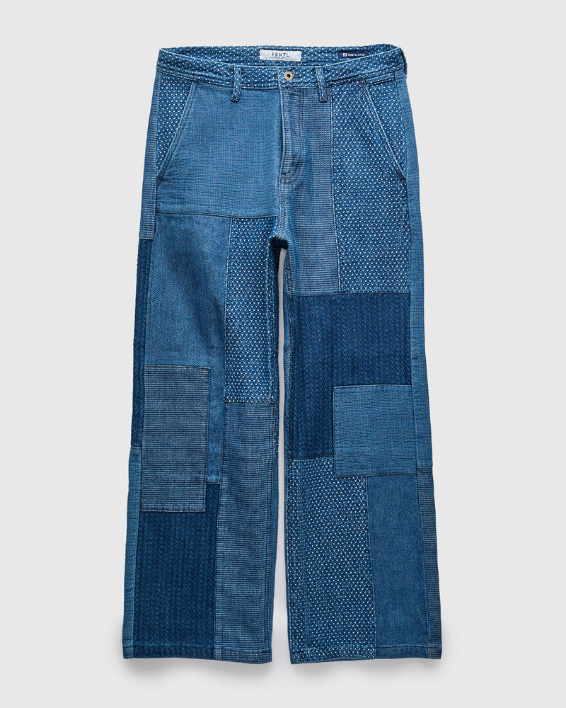 Boro Patchwork Wide Pants in Indigo 3-Year Wash