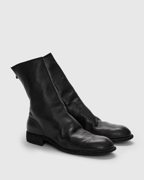 988 Back Zip Boot in Black Full Grain Horse Leather
