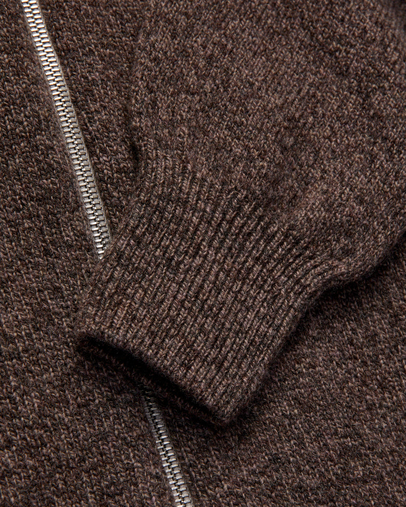 "High Pressure" Wool Zip Cardigan in Brown Mix