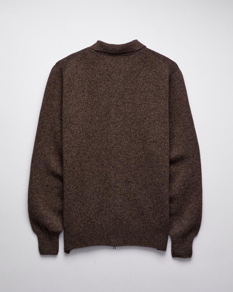 "High Pressure" Wool Zip Cardigan in Brown Mix