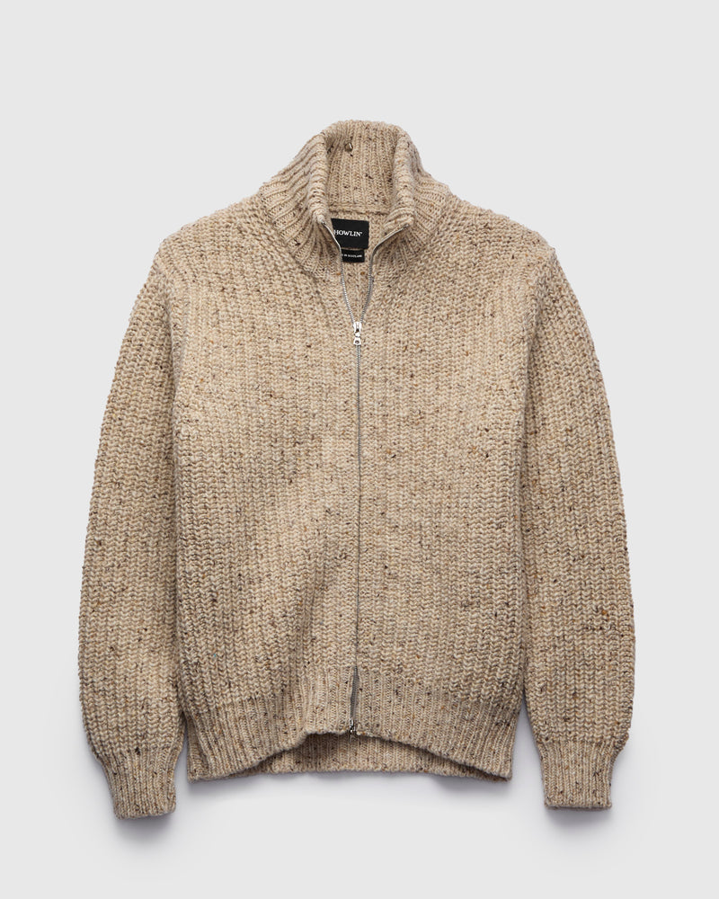 "Loose Ends" Wool Knit Cardigan in Biscuit