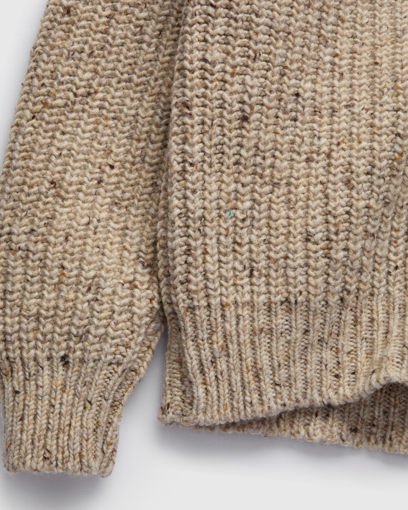 "Loose Ends" Wool Knit Cardigan in Biscuit