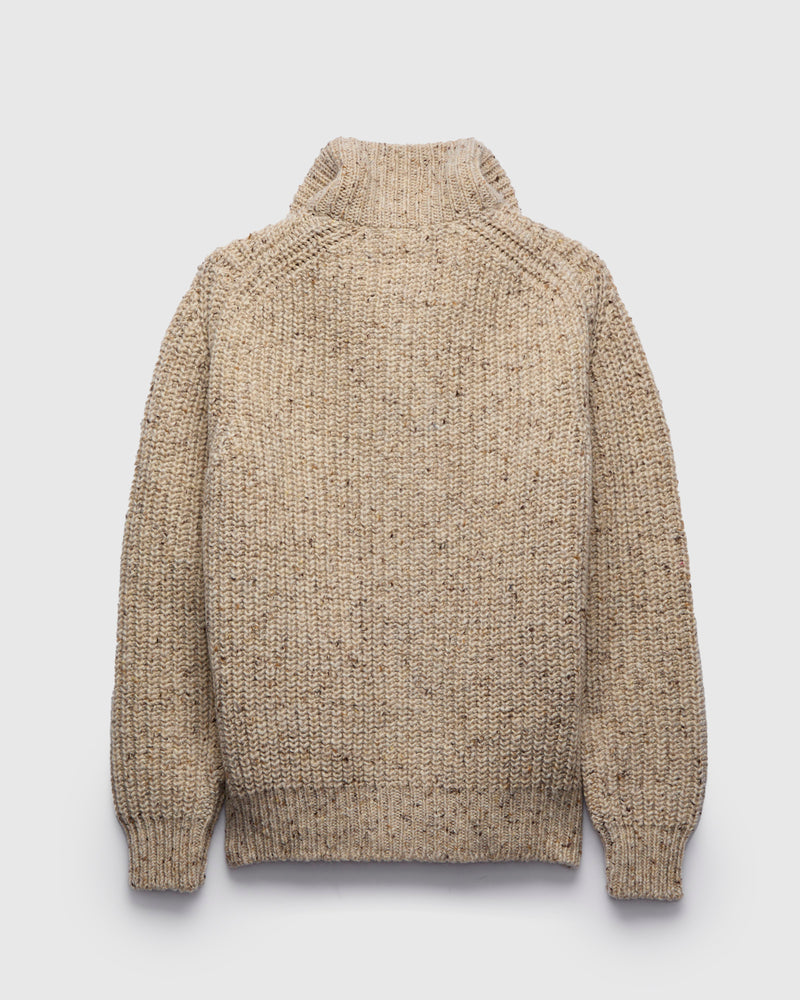 "Loose Ends" Wool Knit Cardigan in Biscuit