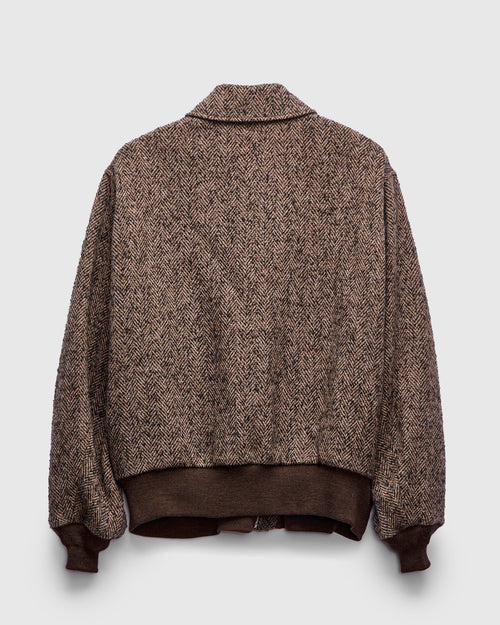 Flight Jacket in Brown Herringbone