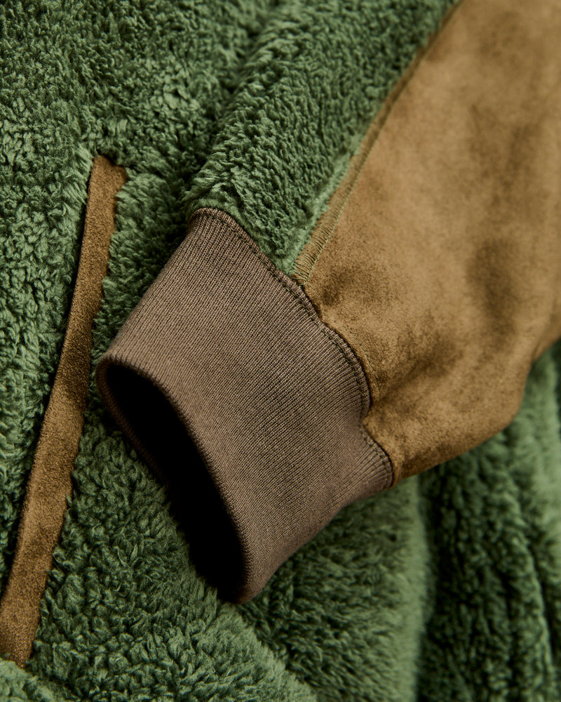 Shaggy Fleece Zip Jacket in Khaki