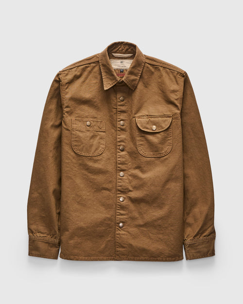Dyed Canvas Work Shirt in Golden Brown