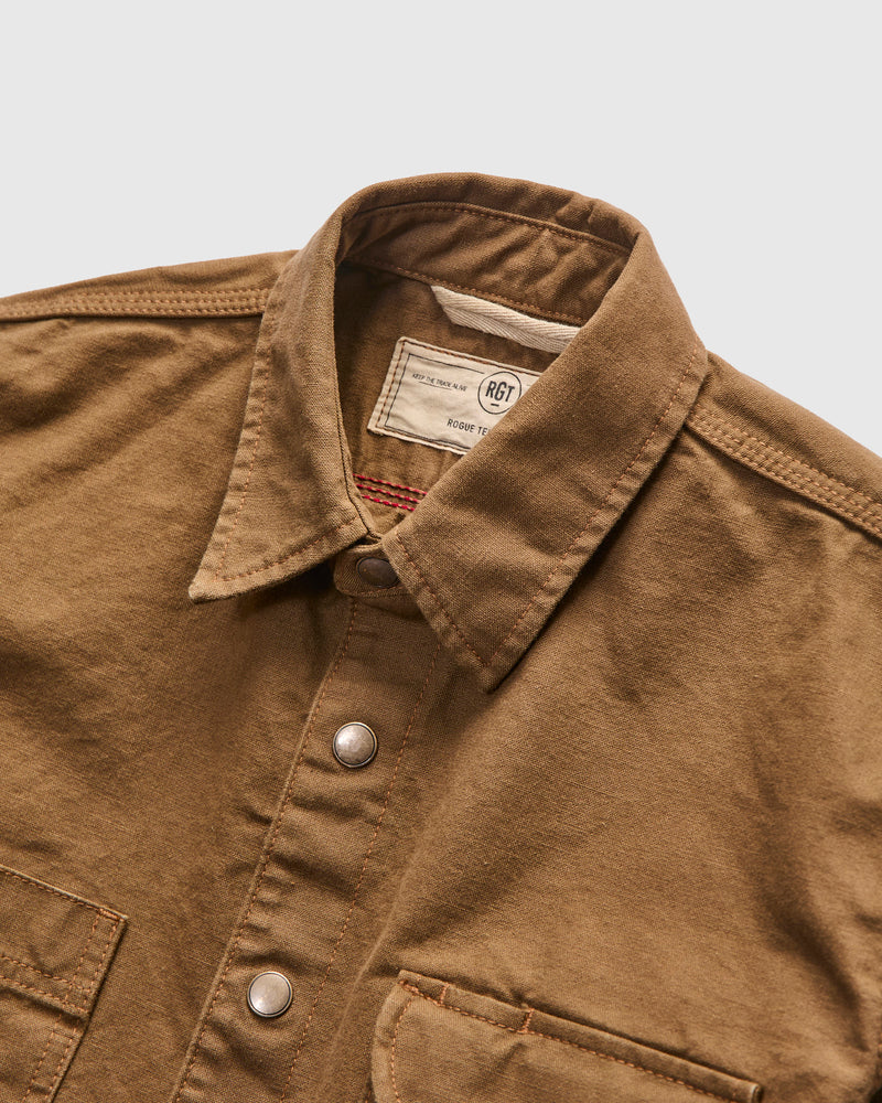 Dyed Canvas Work Shirt in Golden Brown