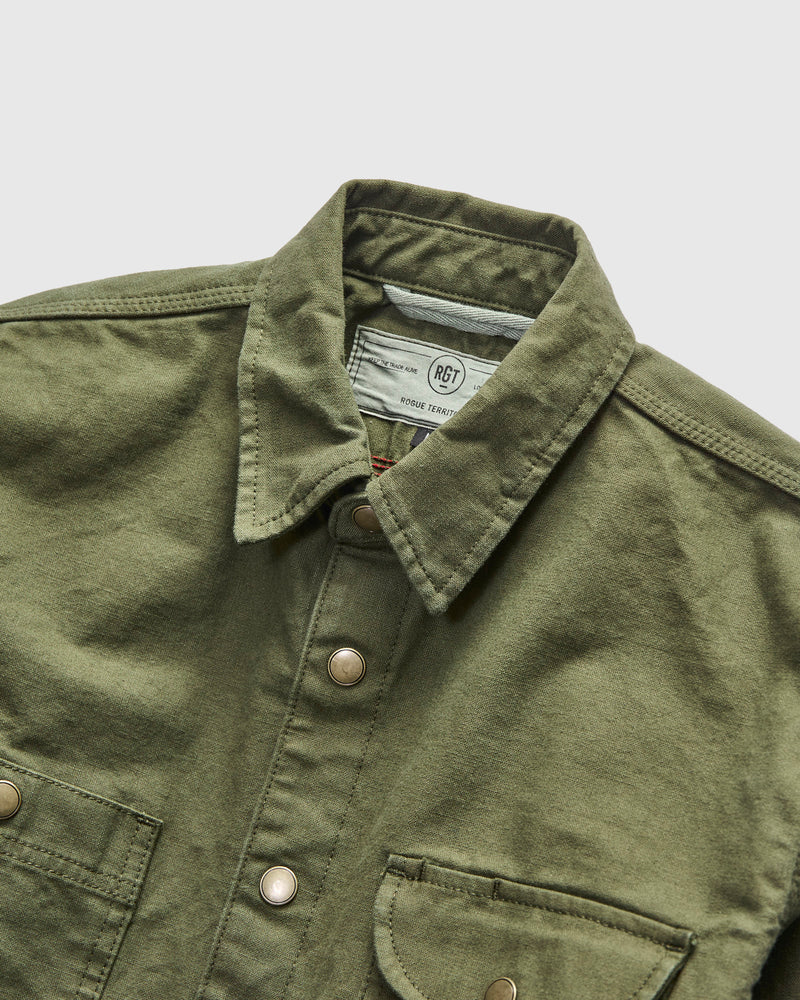 Dyed Canvas Work Shirt in Olive
