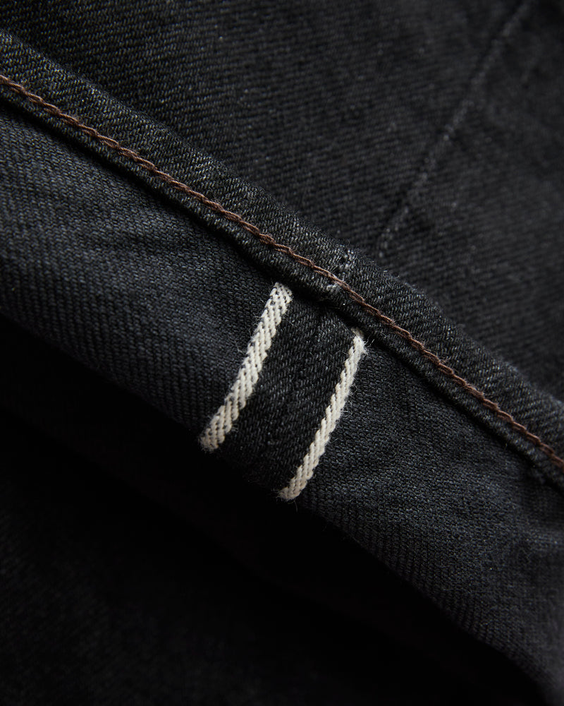Baggy 5 Pocket Selvedge Denim Pants in Rinse Black
