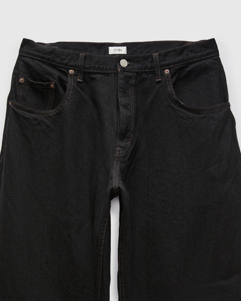 Baggy 5 Pocket Selvedge Denim Pants in Rinse Black