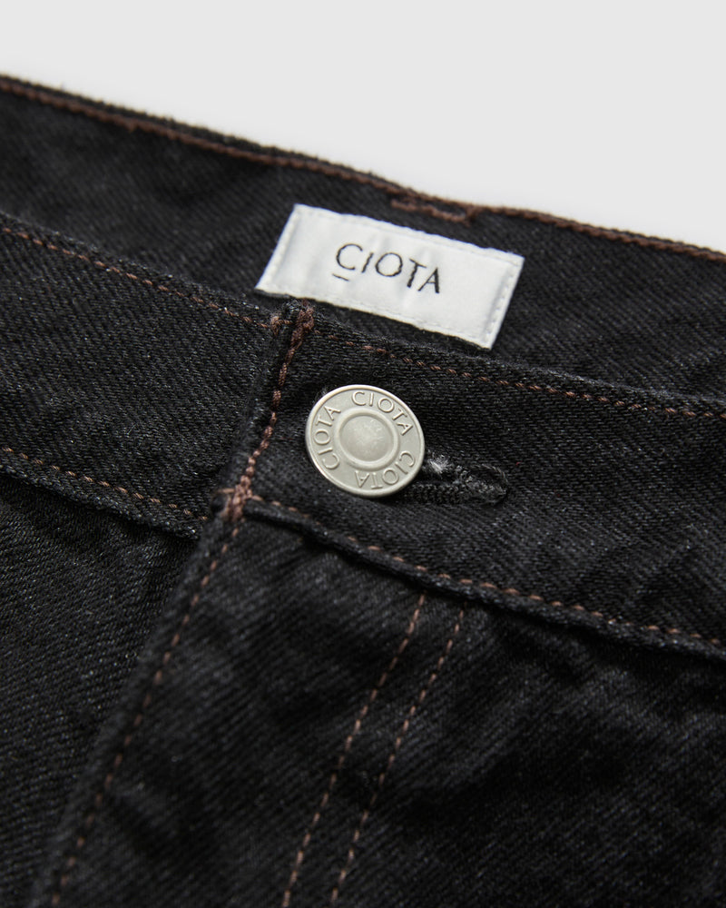 Baggy 5 Pocket Selvedge Denim Pants in Rinse Black