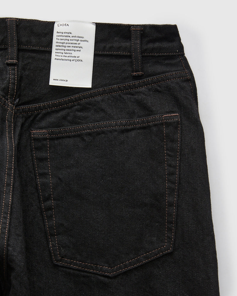 Baggy 5 Pocket Selvedge Denim Pants in Rinse Black