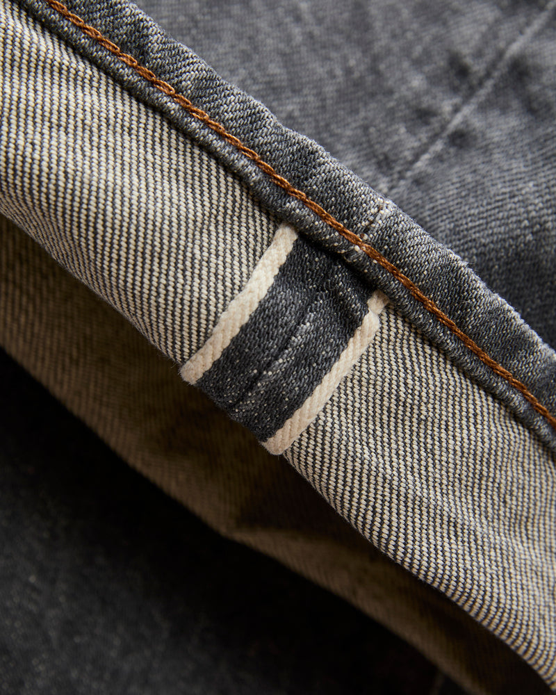 Straight 5 Pocket Selvedge Denim Pants in Medium Grey