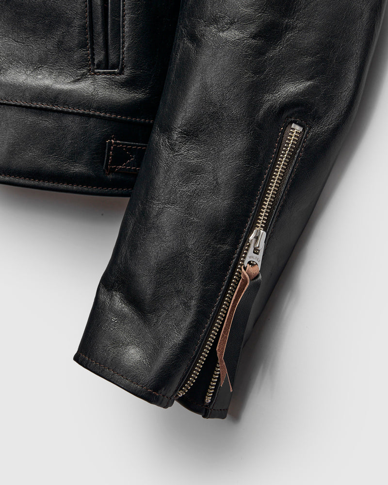 "Dodecagon" Horsehide Leather Jacket in Teacore Black