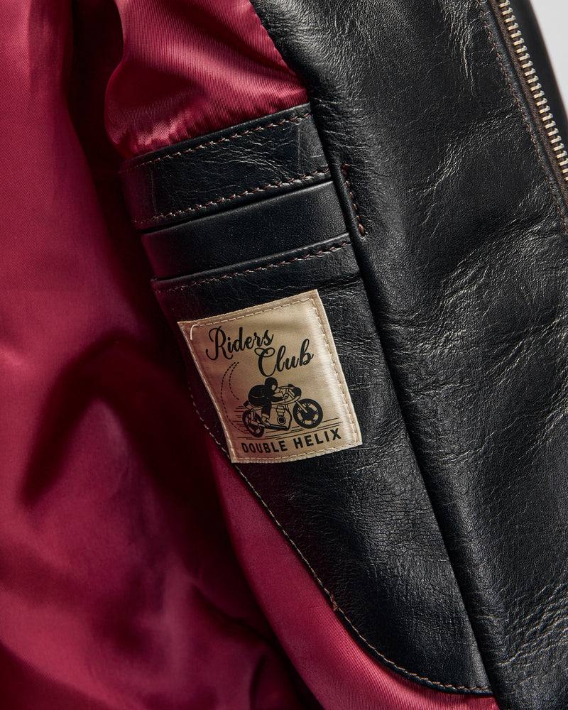 "Dodecagon" Horsehide Leather Jacket in Teacore Black