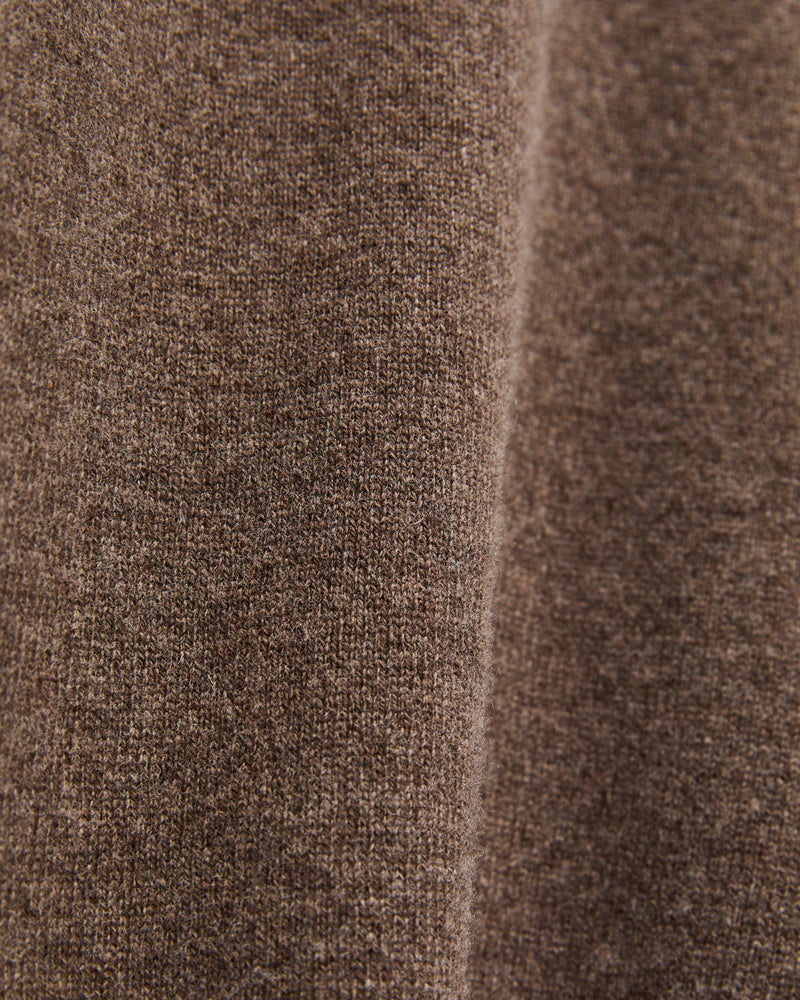 Wool-Silk-Cashmere Long Sleeve Polo in Grain