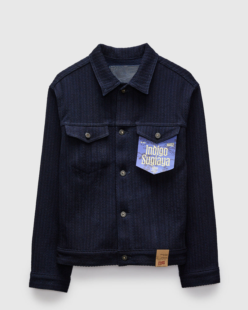"Indigo Sugiaya" 12oz Herringbone Dobby Jacket