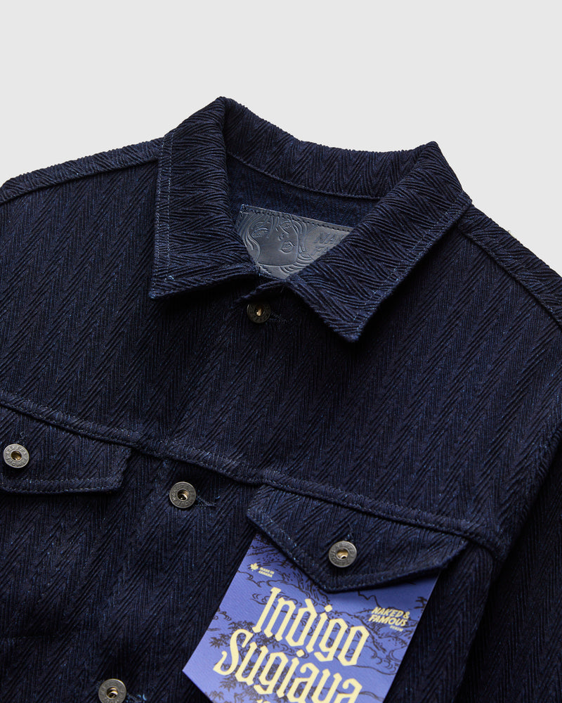 "Indigo Sugiaya" 12oz Herringbone Dobby Jacket