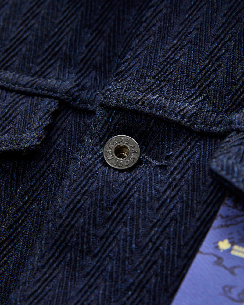 "Indigo Sugiaya" 12oz Herringbone Dobby Jacket
