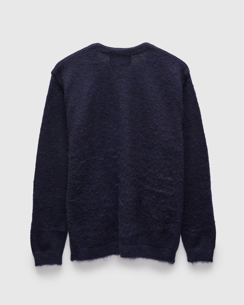 Shaggy Mohair Cardigan in Navy