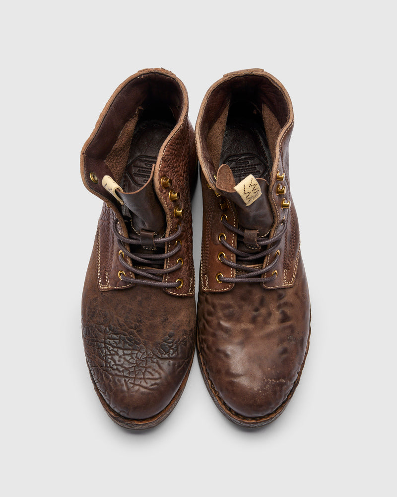 Damaged Virgil Boots-Folk in Dark Brown Horsehide