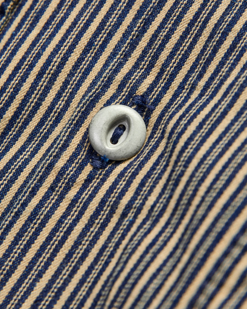 Dayton Short Sleeve Workshirt in Beige Stripe