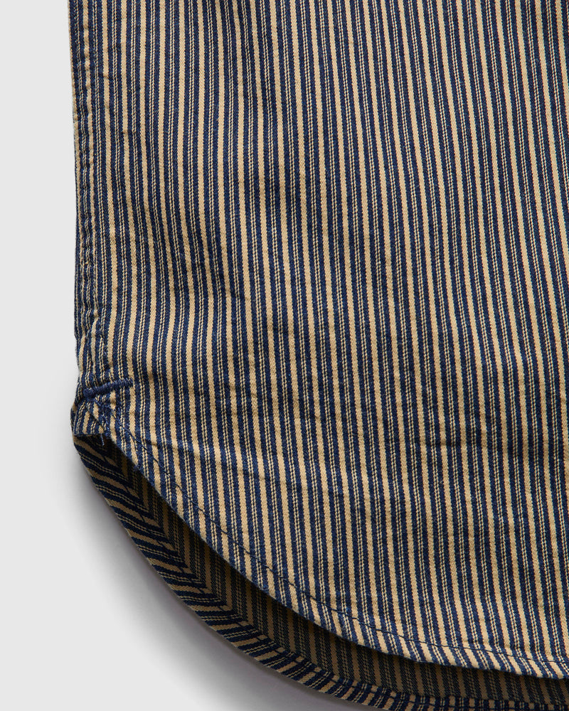 Dayton Short Sleeve Workshirt in Beige Stripe
