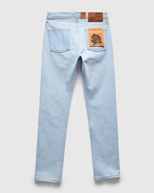 "Secret Agent" 14oz Bleach Blue Denim - Weird Guy Fit