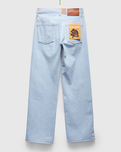 "Secret Agent" 14oz Bleach Blue Denim - Strong Guy Fit