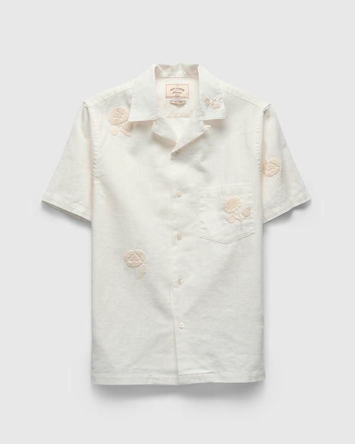 Embroidery Nature Ramie Shirt in Ecru