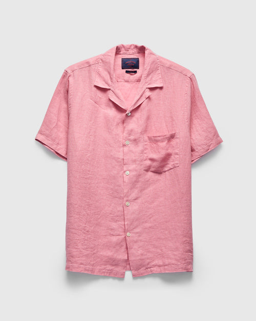 Linen Camp Collar Shirt in Rose