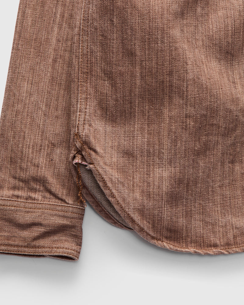 "Kaki-Kyoku" Heavyweight Denim Work Shirt in Red Persimmon