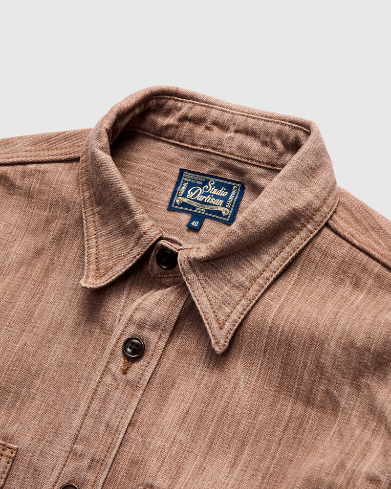 "Kaki-Kyoku" Heavyweight Denim Work Shirt in Red Persimmon