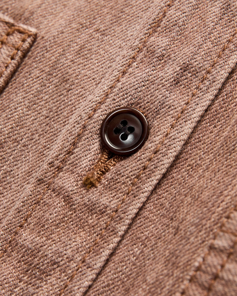 "Kaki-Kyoku" Heavyweight Denim Work Shirt in Red Persimmon