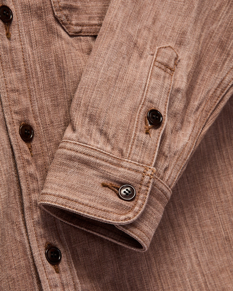 "Kaki-Kyoku" Heavyweight Denim Work Shirt in Red Persimmon