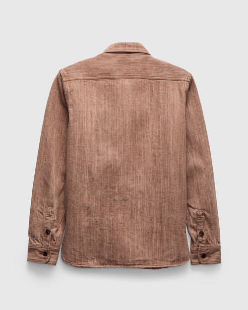 "Kaki-Kyoku" Heavyweight Denim Work Shirt in Red Persimmon