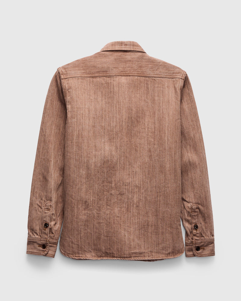 "Kaki-Kyoku" Heavyweight Denim Work Shirt in Red Persimmon
