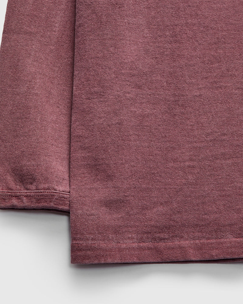 Stand Wheeler Long Sleeve Pigment-Dyed Tee in Bordeaux