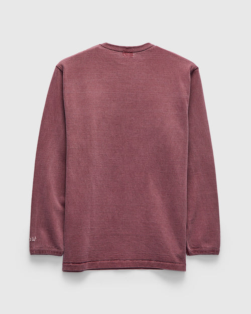 Stand Wheeler Long Sleeve Pigment-Dyed Tee in Bordeaux