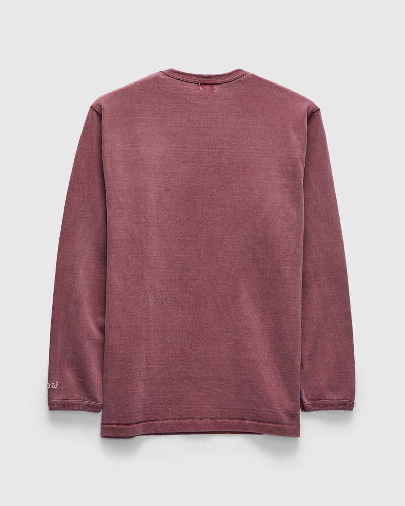 Stand Wheeler Long Sleeve Pigment-Dyed Tee in Bordeaux