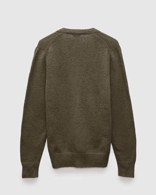 Classic Cardigan in Olive Boucle